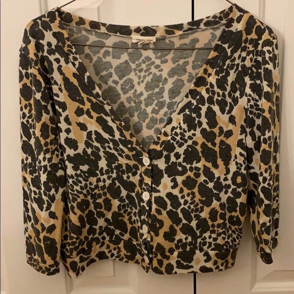 Cropped Leopard Cardigan - Urban Outfitters